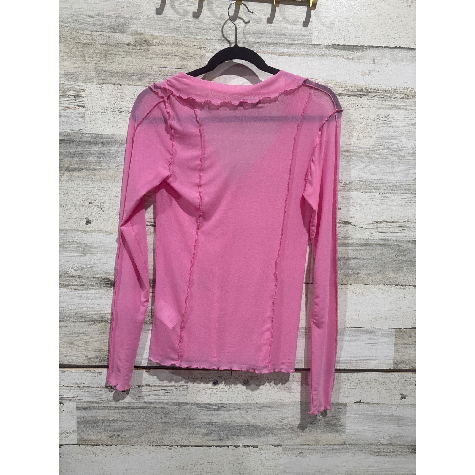 Urban Outfitters Top Womens S Pink Mesh Lettuce Edge Y2K Barbiecore EUC2