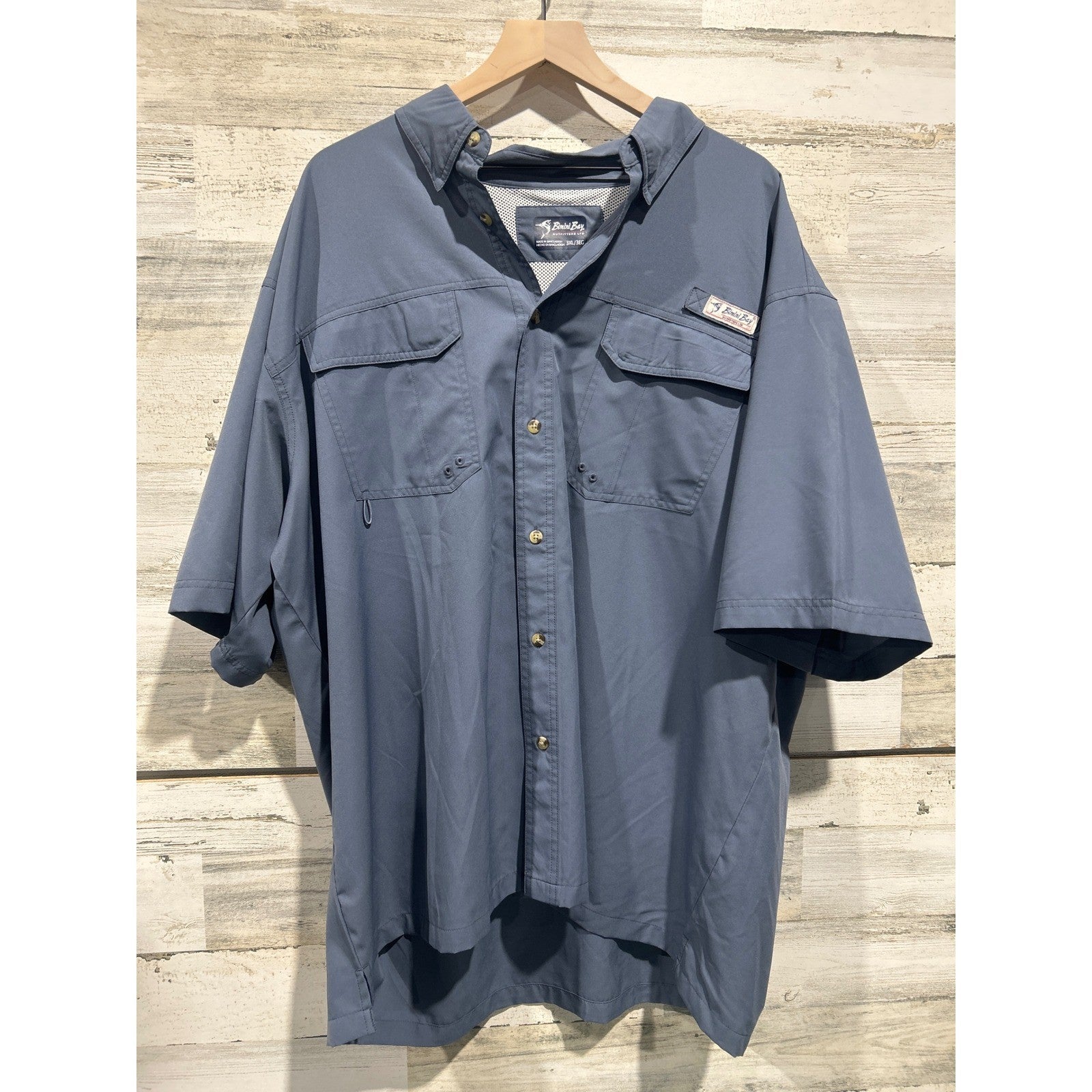 Bimini Bay Fishing Shirt Mens 3XL Blue Short Sleeve Ventilated Gorpcore EUC0