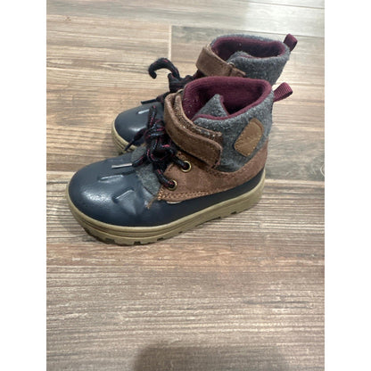 Carter's Duck Boots Boys Size 8 Navy Brown Felt Mixed Media Gorpcore1