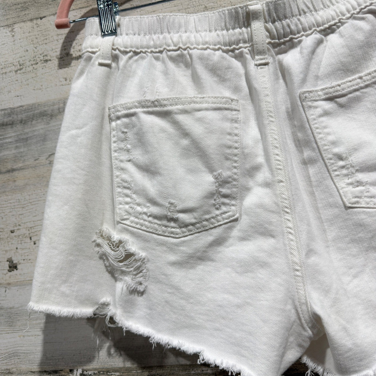 Aerie Distressed Denim Shorts Women M White Cotton Blend Boho Flawed*5