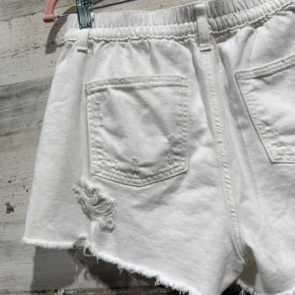 Aerie Distressed Denim Shorts Women M White Cotton Blend Boho Flawed*5