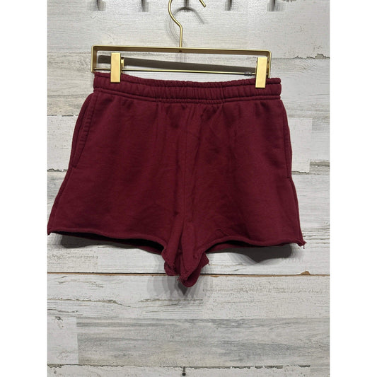 Cotton On Sweat Shorts Womens XS Burgundy Raw Hem Elastic Waist EUC0