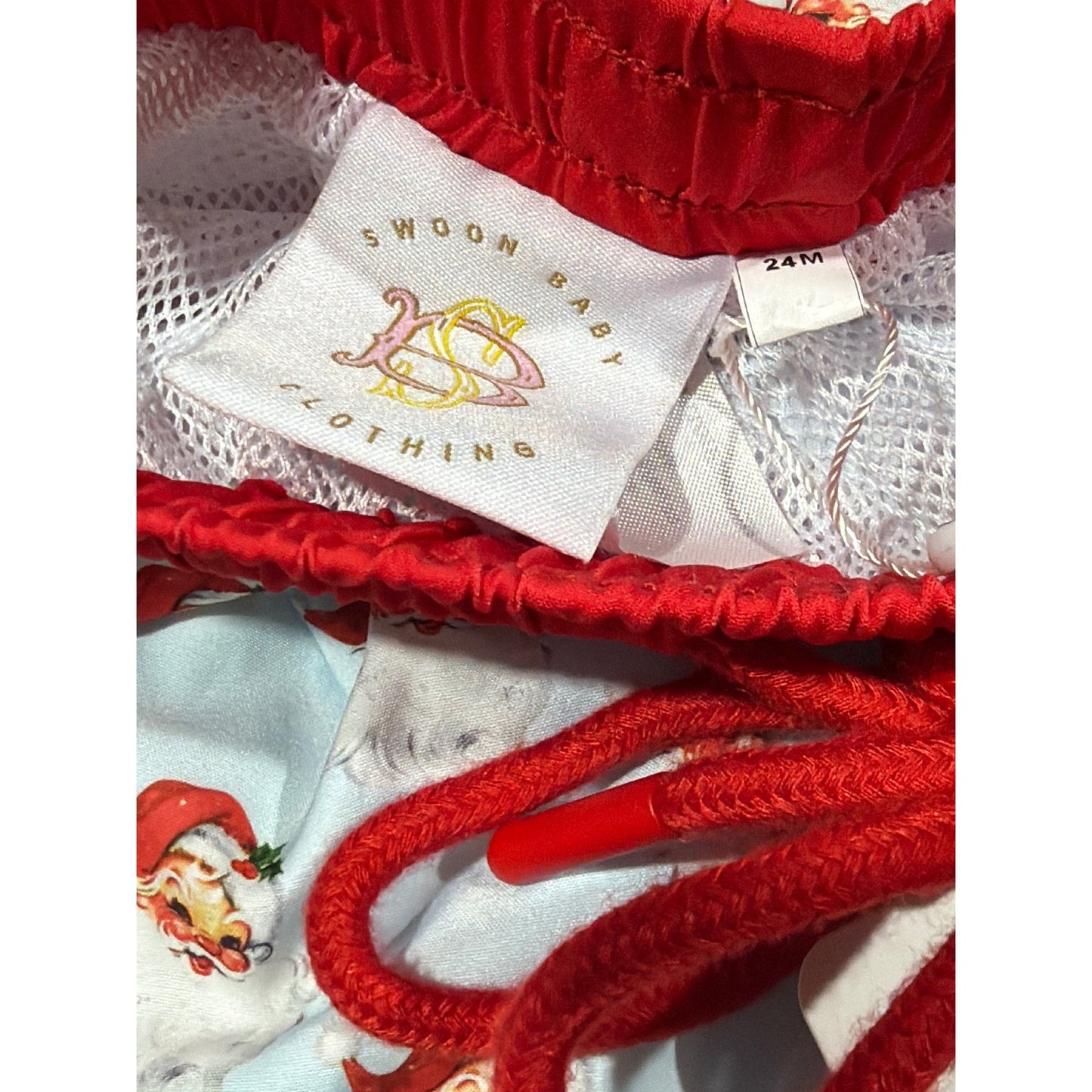 Swoon Baby Swim Trunks Boys 24M Blue Santa Claus Vintage Holiday NWT4