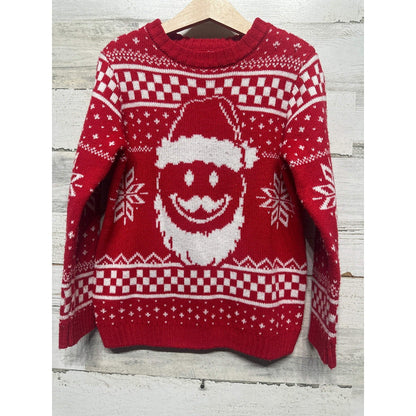 Holiday Time Santa Sweater Boys 6-7 Red Fair Isle Knit Ugly Christmas GUC0