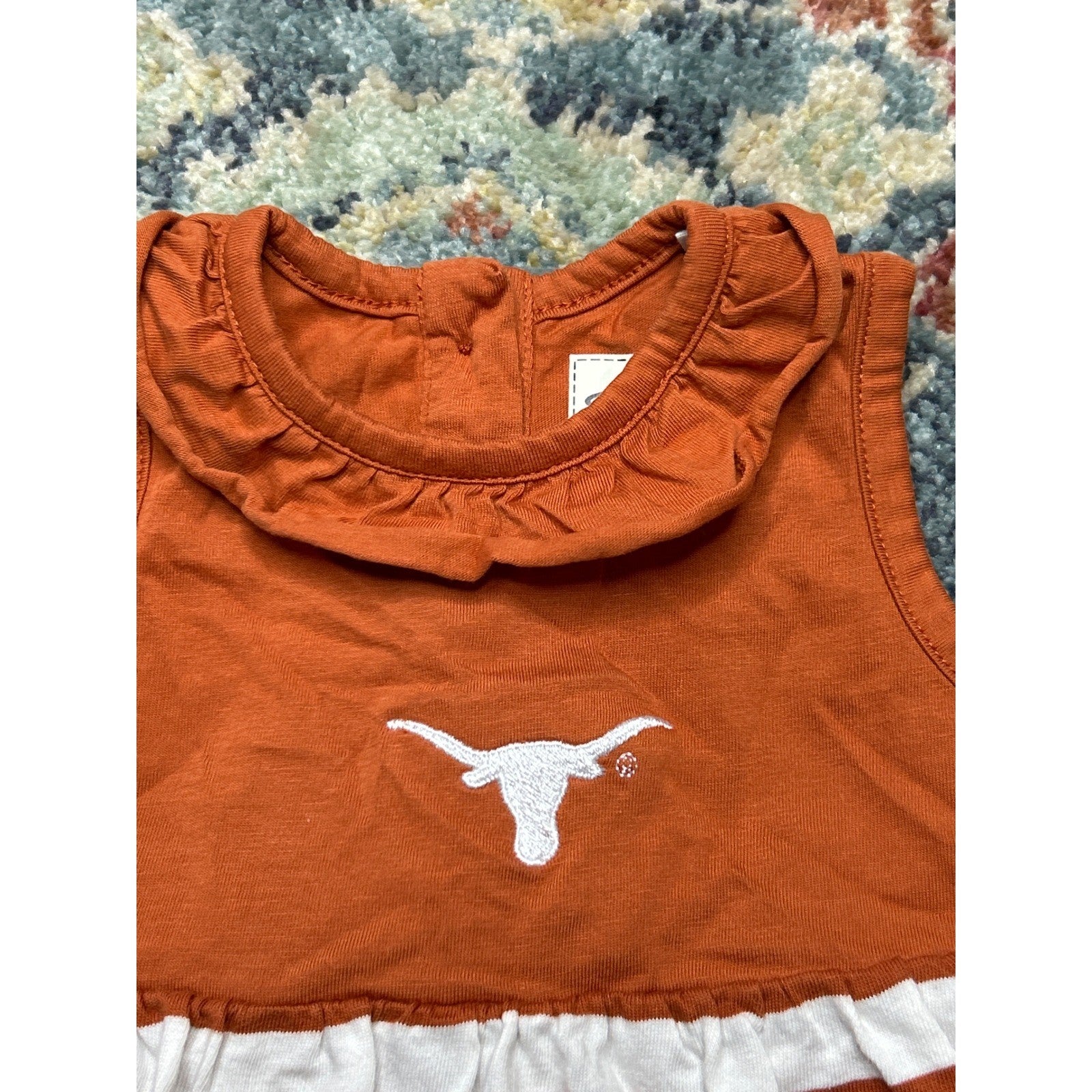 Garb Texas Longhorns Dress Girls 3-6m Months Orange Striped Embroidered EUC1