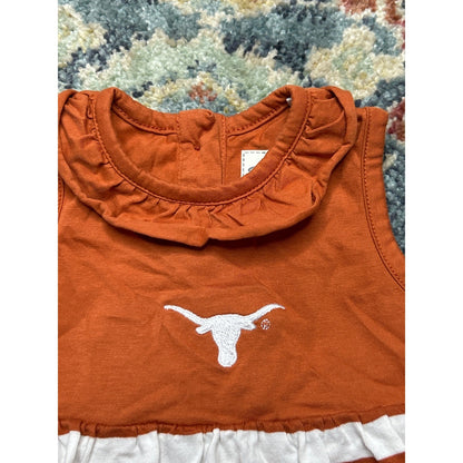 Garb Texas Longhorns Dress Girls 3-6m Months Orange Striped Embroidered EUC1