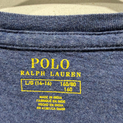 Polo Ralph Lauren Long Sleeve T-Shirt Boys L 14-16 Blue Cotton Classic Flawed*2