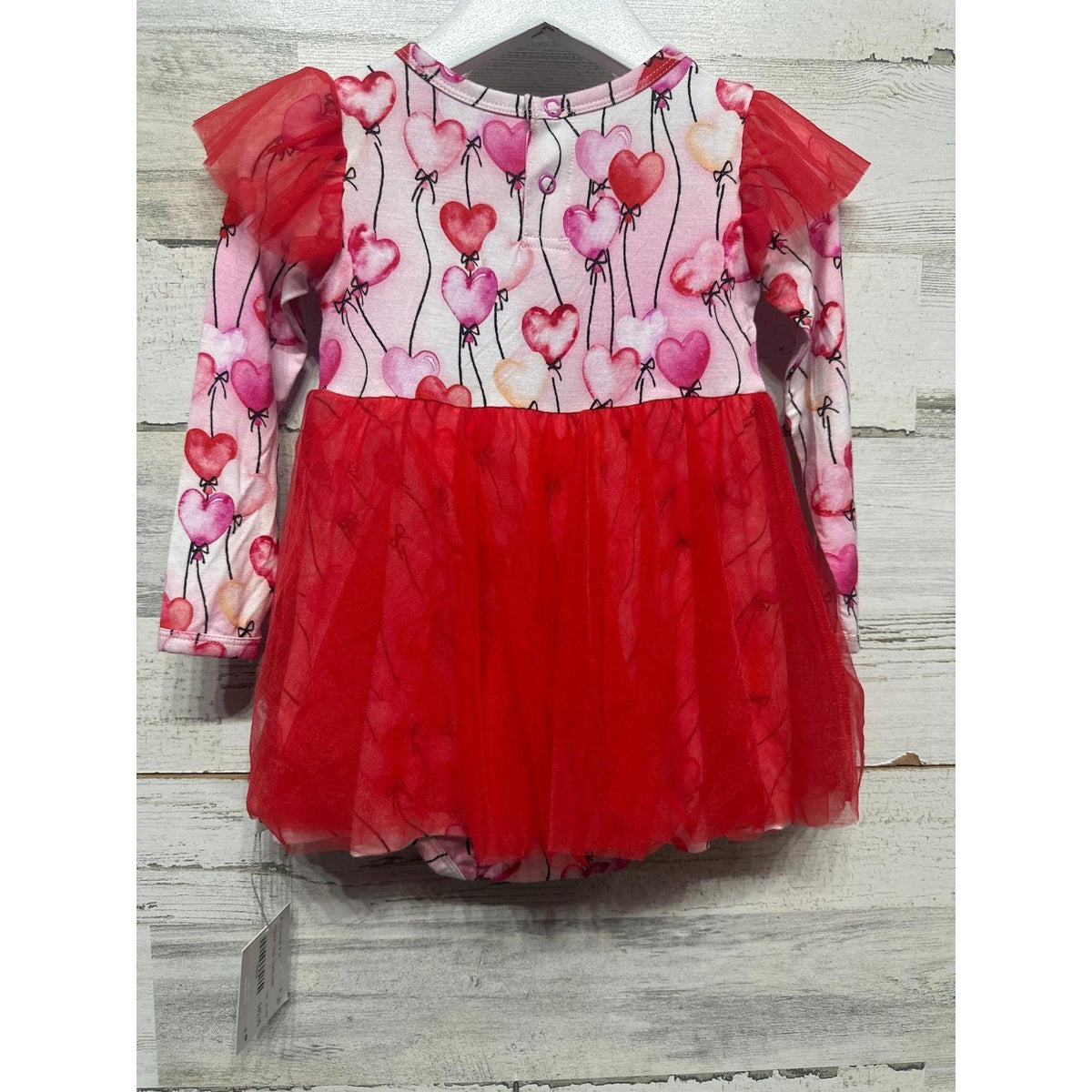 Birdie Bean Amara Tulle Twirl Dress Girls 12-18M Red Heart Bamboo Boutique NWT3