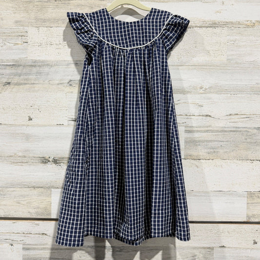 Classic Whimsy Lucy Dress Girls 5 Navy Gingham Ruffle Sleeve Cottagecore EUC0