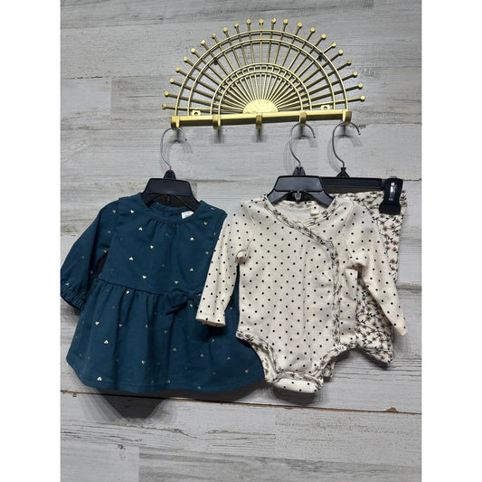 Jessica Simpson Carter's Baby Girls 3-6M Teal Floral Heart Outfit Lot EUC0