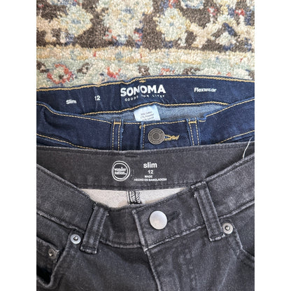 Boys 12 Slim Jean Bundle Blue Black Adjustable Waist3