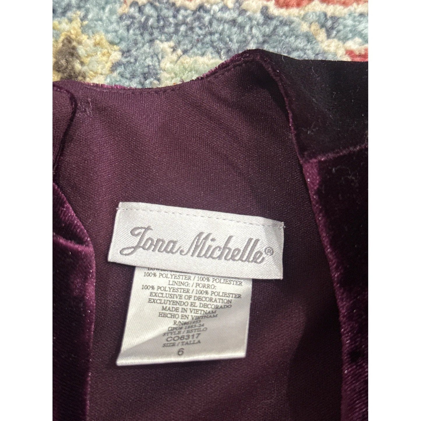 Jona Michelle Dress Girls 6 Purple Velvet Tulle Sequin Holiday Party EUC1