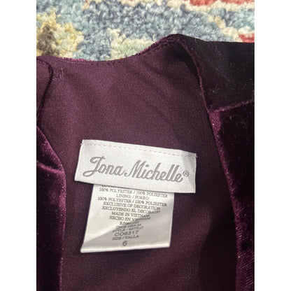 Jona Michelle Dress Girls 6 Purple Velvet Tulle Sequin Holiday Party EUC1