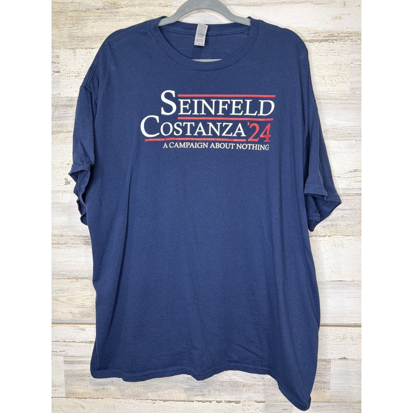 Gildan Graphic T-Shirt Men 2XL Navy Seinfeld Costanza 24 TV Show Pop Culture EUC0