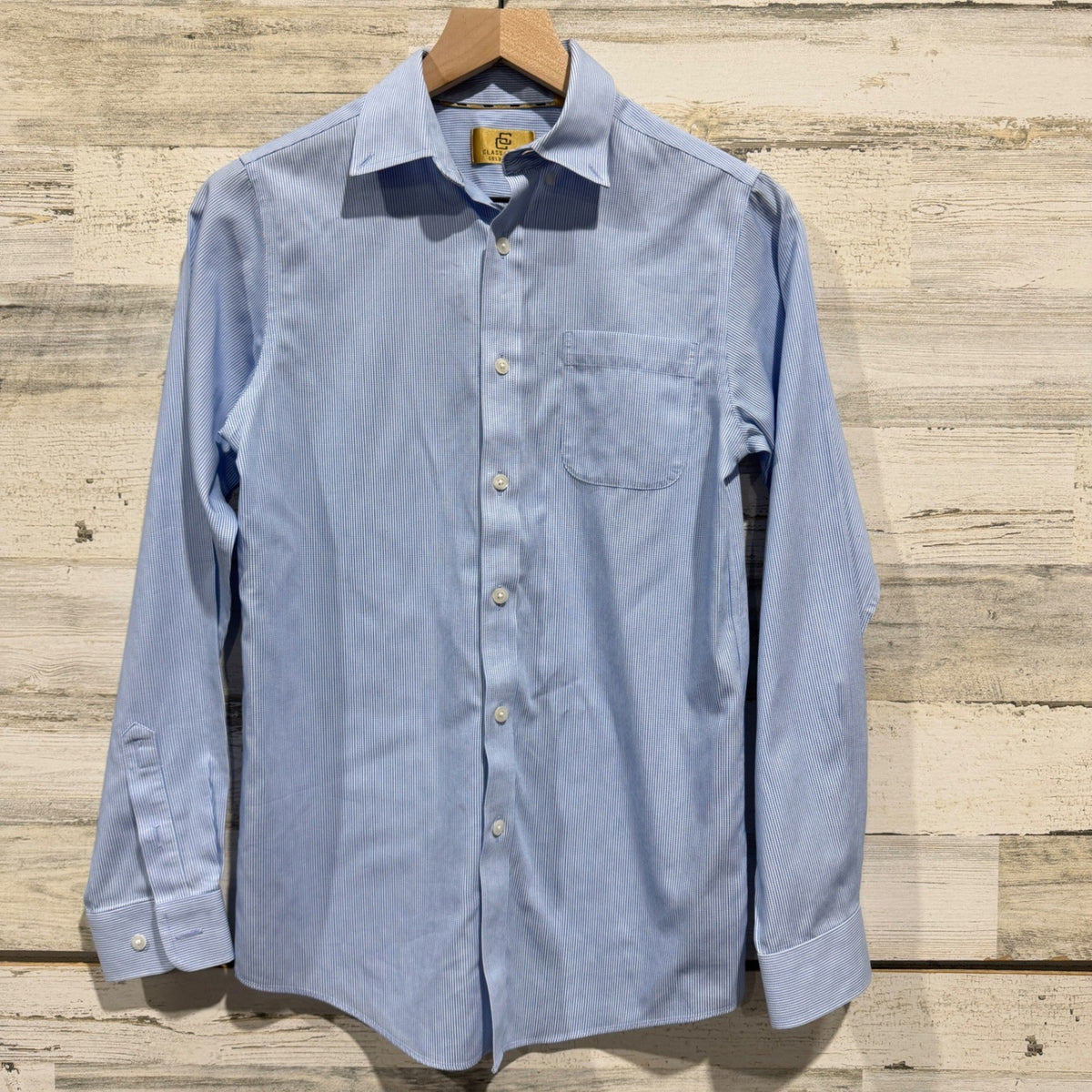 Class Club Gold Label Button Down Boys 14/16 Blue Striped Preppy EUC0