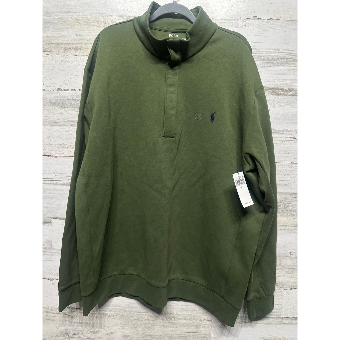 Polo Ralph Lauren Sweatshirt Mens XLT Green Snap Mock Neck NWT0