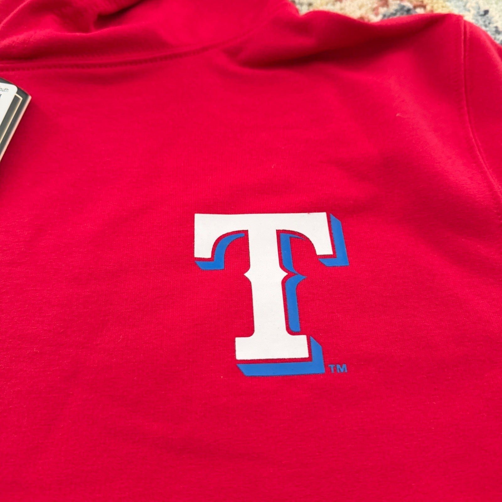 Baseballism Texas Rangers Hoodie Youth Large Red Short Sleeve MLB Sport NWT1