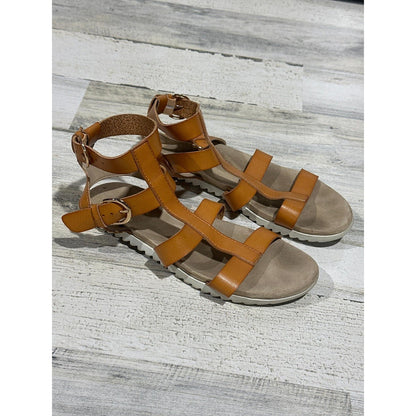 Cat & Jack Sandals Girls Size 4 Brown Strappy Gladiator Lug Sole Boho EUC0