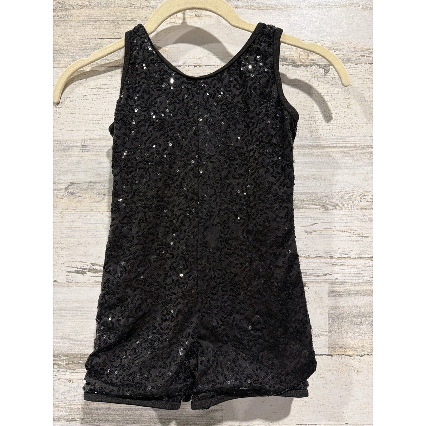 Revolution Dancewear Romper Girls MC Black Sequin Sleeveless Performance EUC0