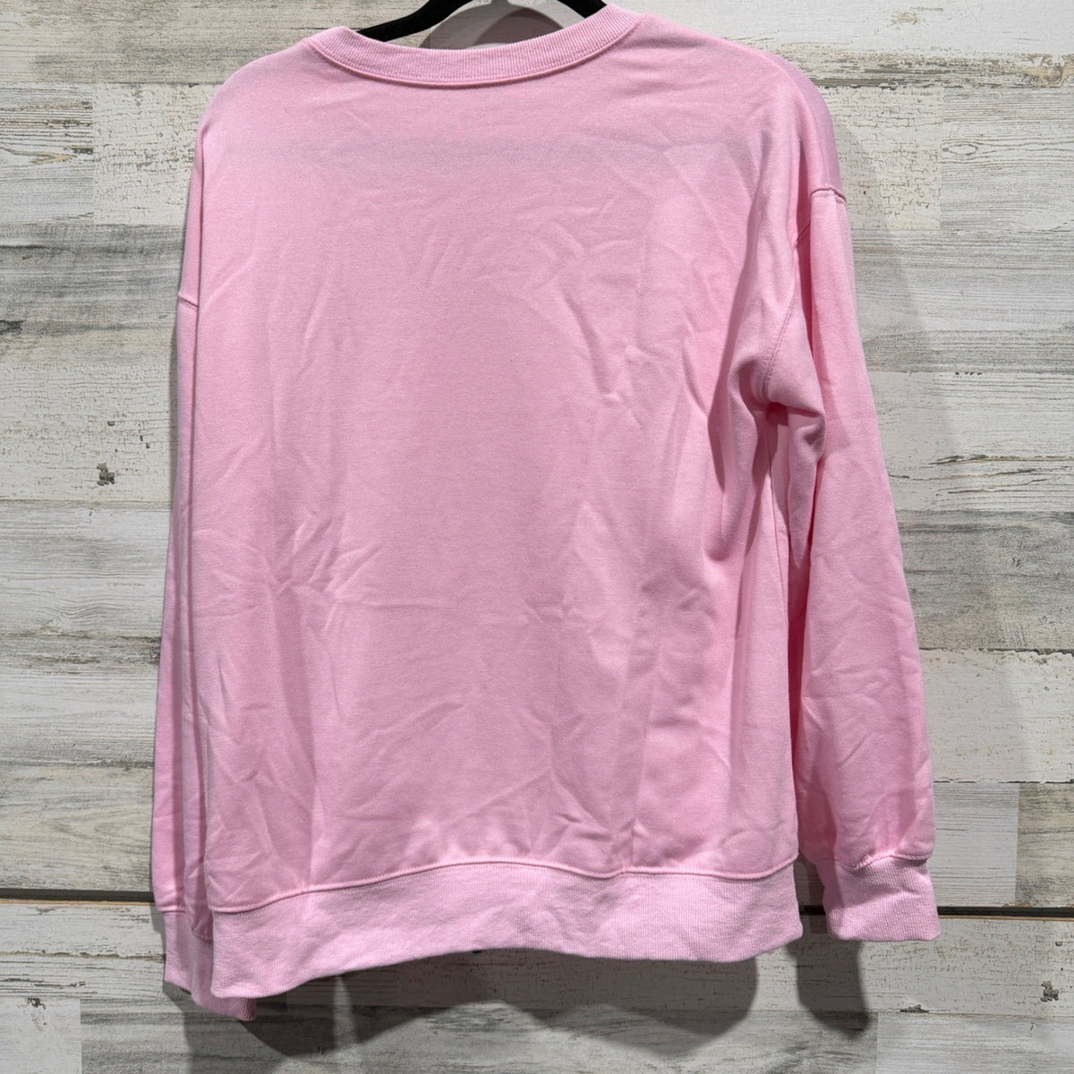 Santa Claus Sequin Graphic Sweatshirt Women Size M Pink Cotton Blend Holiday3