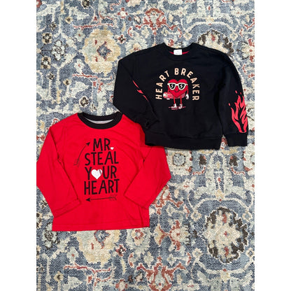 Valentines Shirts Boys 3T Black Red Heart Graphic0