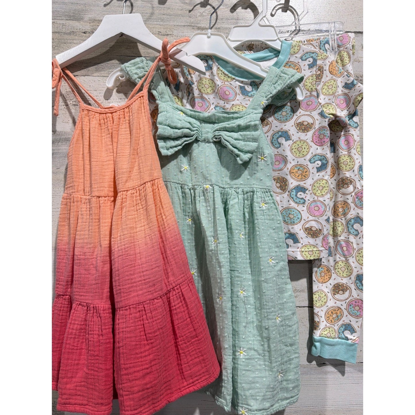 Girls 5T Dress Pajama Lot Color Donut Cute Girly Bundle0