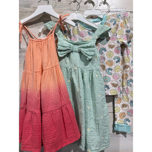 Girls 5T Dress Pajama Lot Color Donut Cute Girly Bundle0