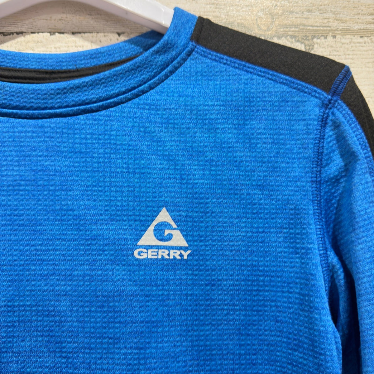 Gerry Performance Shirt Boys M 10/12 Blue Black Long Sleeve Outdoors EUC1