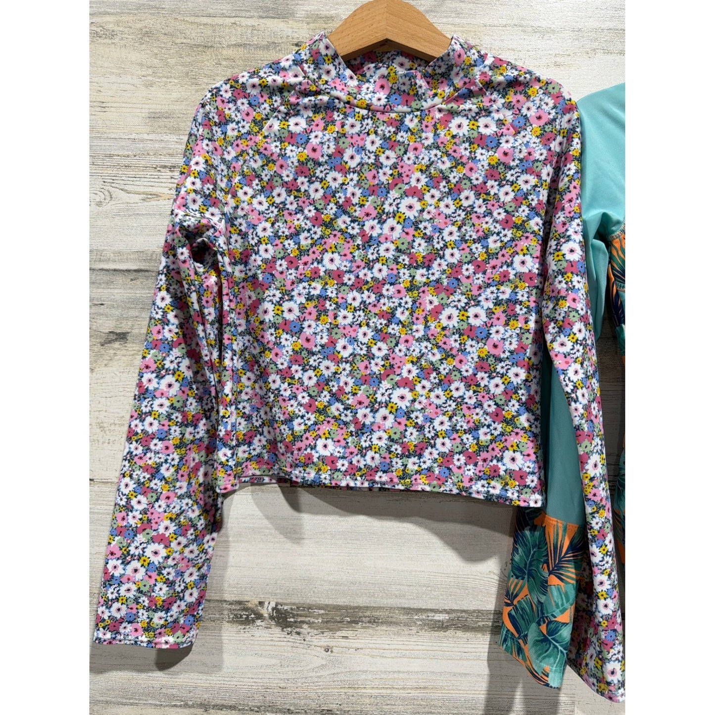 Art Class Gap Rash Guard Girls Medium 7/8 Swim Floral Tropical EUC1
