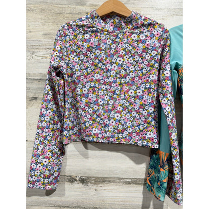 Art Class Gap Rash Guard Girls Medium 7/8 Swim Floral Tropical EUC1