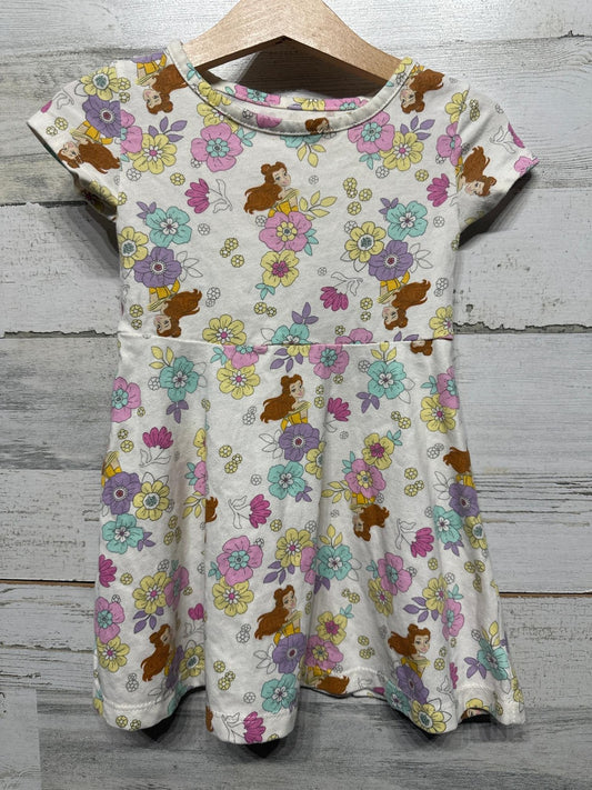 Disney Princess Dress Toddler Girls 2T White Belle Floral Skater EUC0