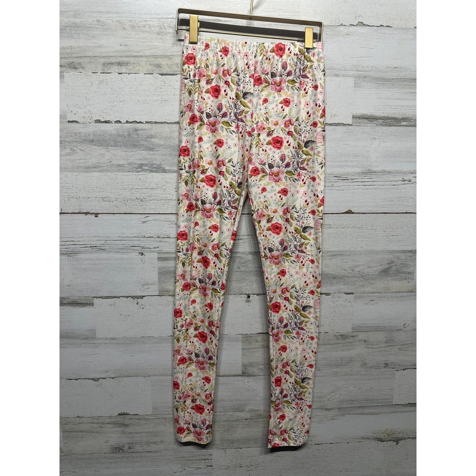 Cheeky Plum Leggings Girls 12 Pink Floral Stretch Elastic Waist EUC0
