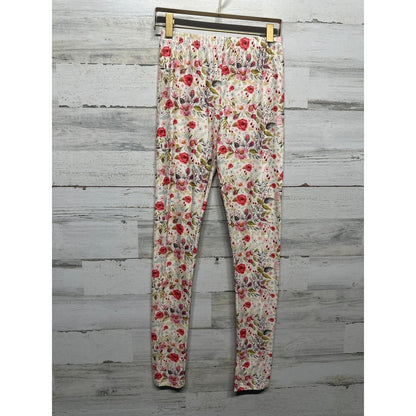 Cheeky Plum Leggings Girls 12 Pink Floral Stretch Elastic Waist EUC0