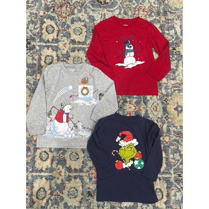 Carter's Grinch Holiday Shirt Bundle Boys 3T Red Gray Navy Christmas0
