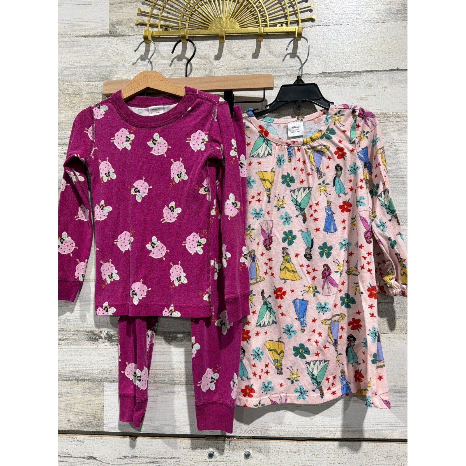 Hanna Andersson Pajamas Bundle Girls 4 Pink Fairy Disney Princess Nightgown0
