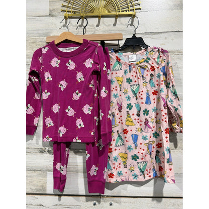 Hanna Andersson Pajamas Bundle Girls 4 Pink Fairy Disney Princess Nightgown0