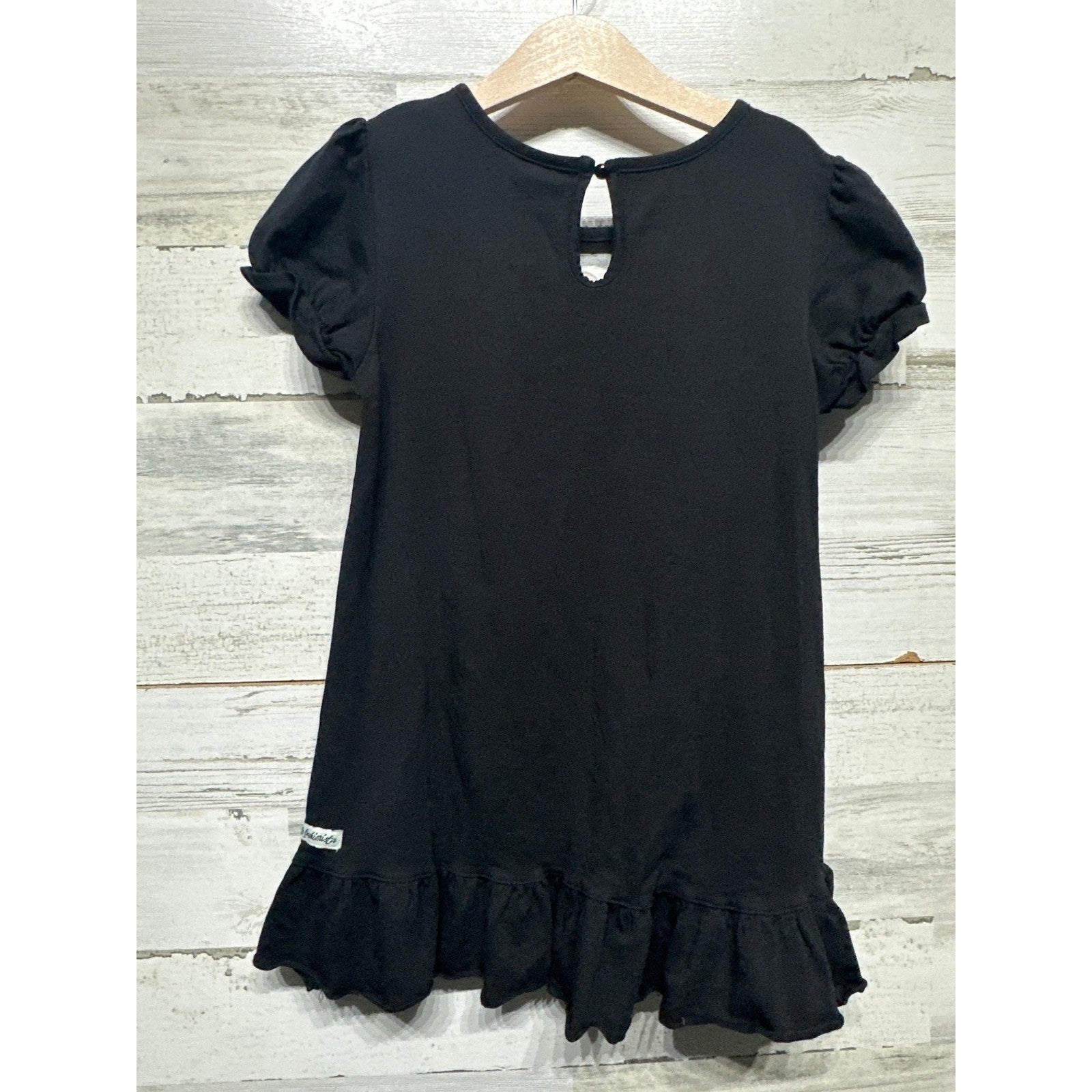 Ghost Ruffle Top Girls 10 Black Halloween Maddie Applique EUC2
