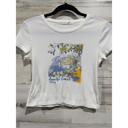 Altar'd State Graphic Tee Women Large White Amalfi Coast Italy Lemon EUC0