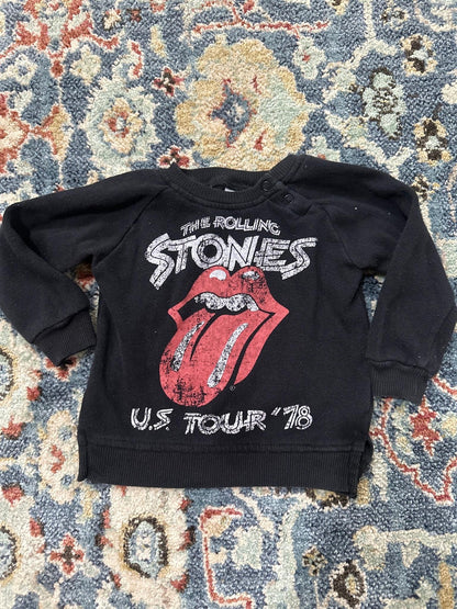 The Rolling Stones Sweatshirt Kids 18M Black US Tour 78 Graphic EUC0
