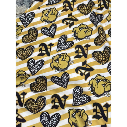 Boutique Bulldogs Dress Girls 7-8 Black Gold Striped Flutter Sleeve1