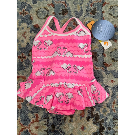 Escargot Swimsuit Baby Girls 3-6M Pink Swan Ruffle One Piece NWT0