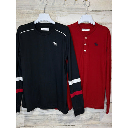 Abercrombie Kids Long Sleeve Shirt Boys 15/16 Black Red Graphic Bundle0