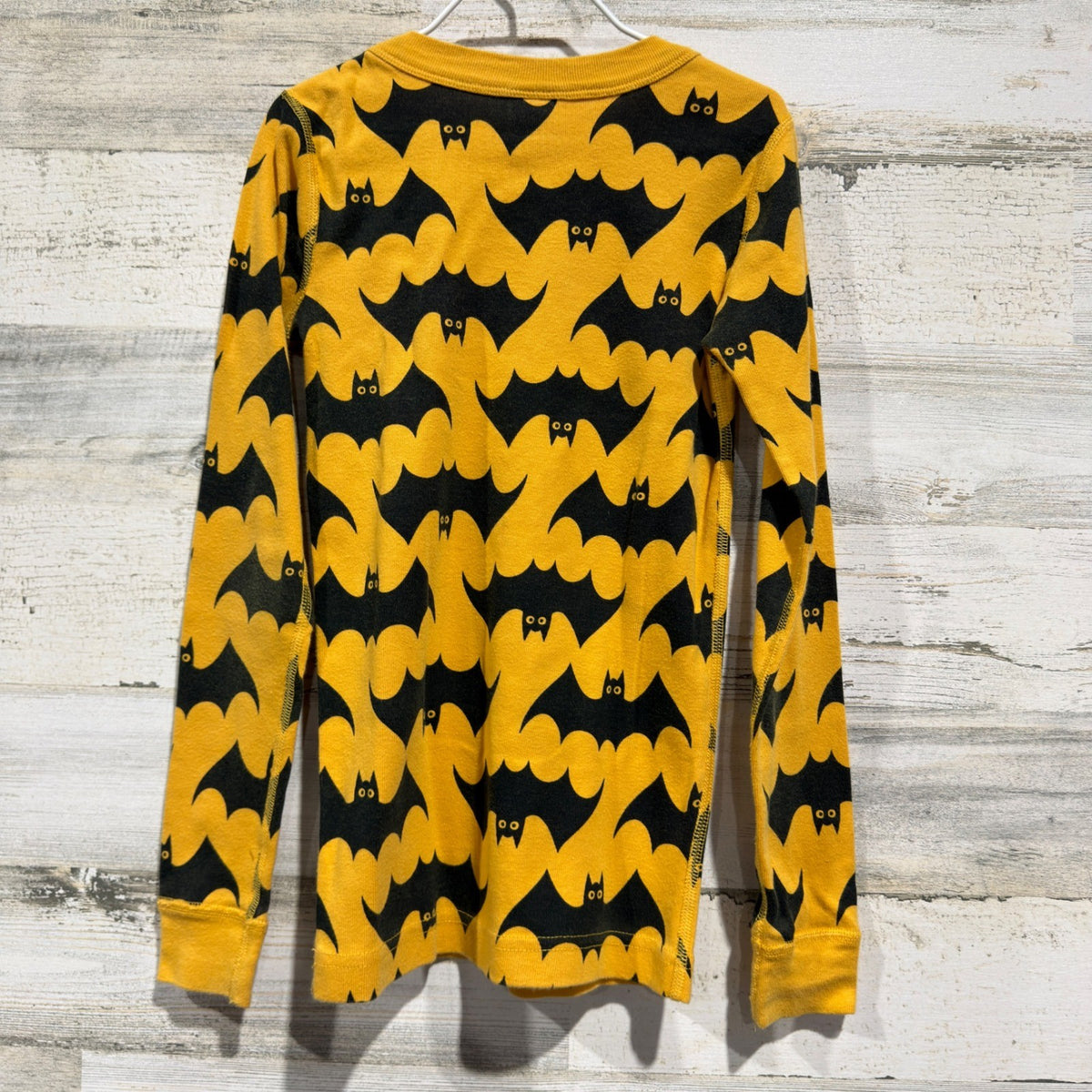 Hanna Andersson Long Sleeve Pajama Top Kids Size 8 Yellow Bat Print Cotton3