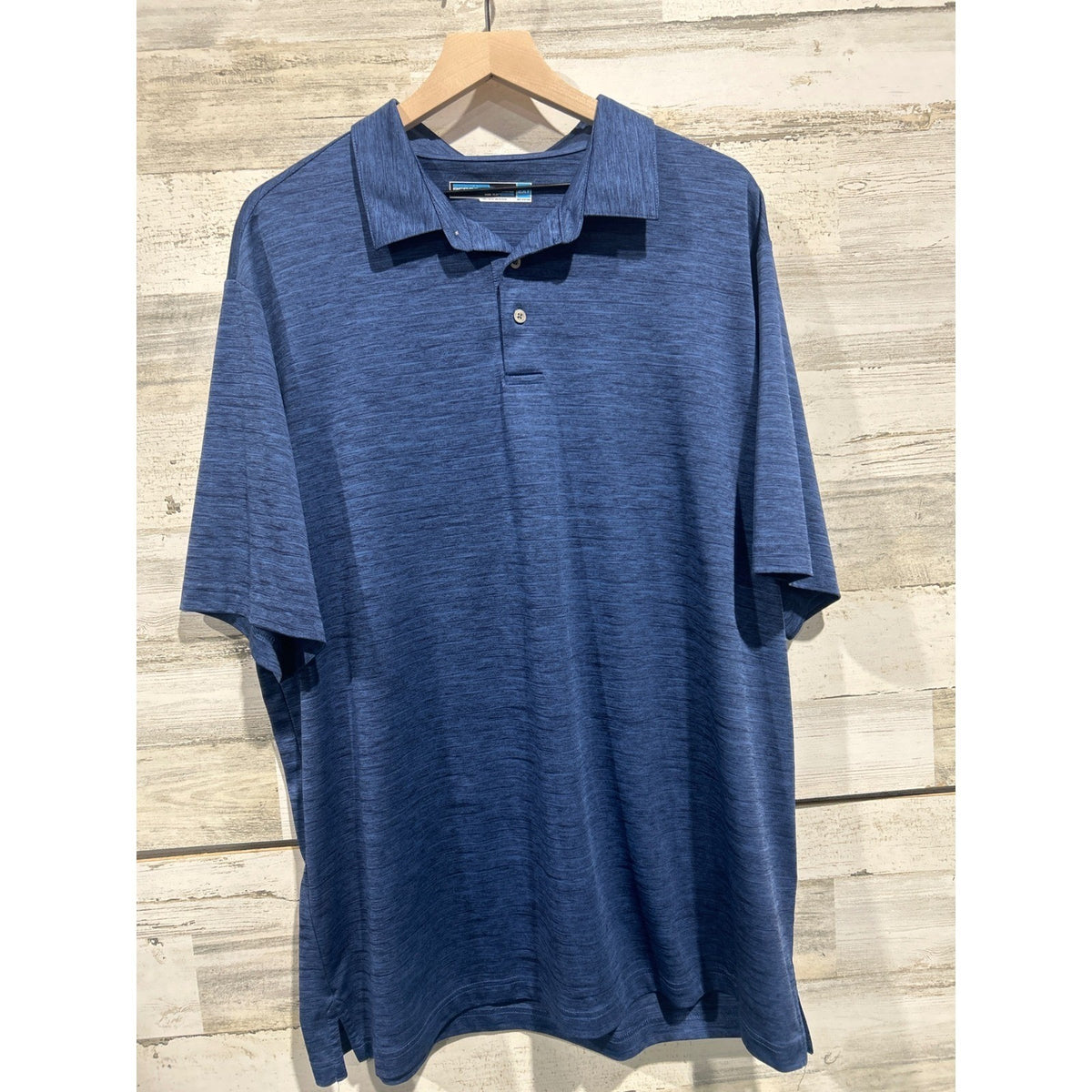 Roundtree & Yorke Polo Shirt Men 2XT Blue Heathered Performance Golfcore EUC0