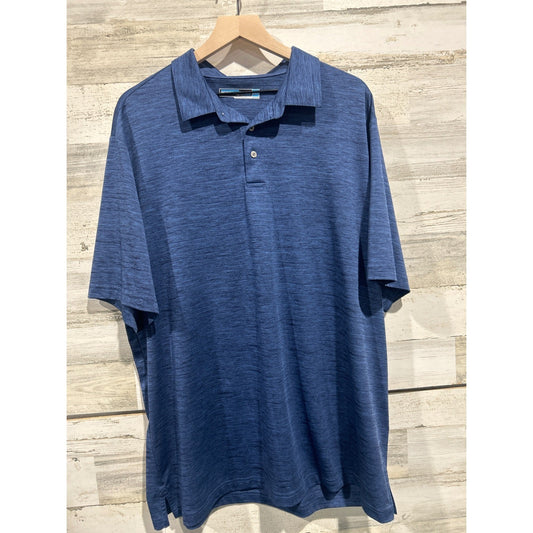 Roundtree & Yorke Polo Shirt Men 2XT Blue Heathered Performance Golfcore EUC0