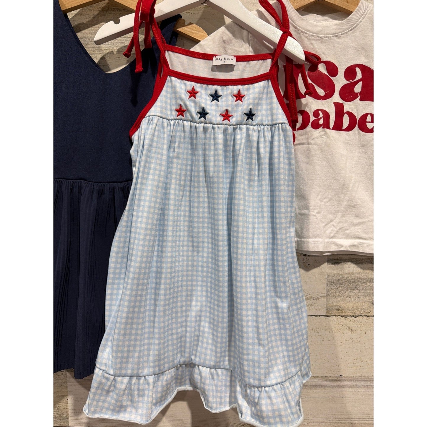 Abby & Evie All In Motion Girls 4 XS Navy Blue White USA Patriotic Bundle EUC1