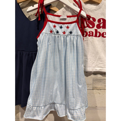 Abby & Evie All In Motion Girls 4 XS Navy Blue White USA Patriotic Bundle EUC1