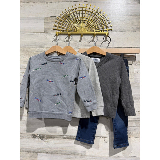 Gap Old Navy Wonder Nation Boys 2T Cars Grey Basics Shirts Jeans Bundle0