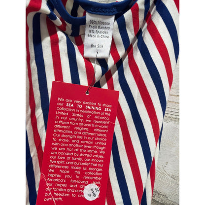 KicKee Pants Swaddle Blanket Baby Toddler Red White Blue Striped Bamboo Soft NWT2