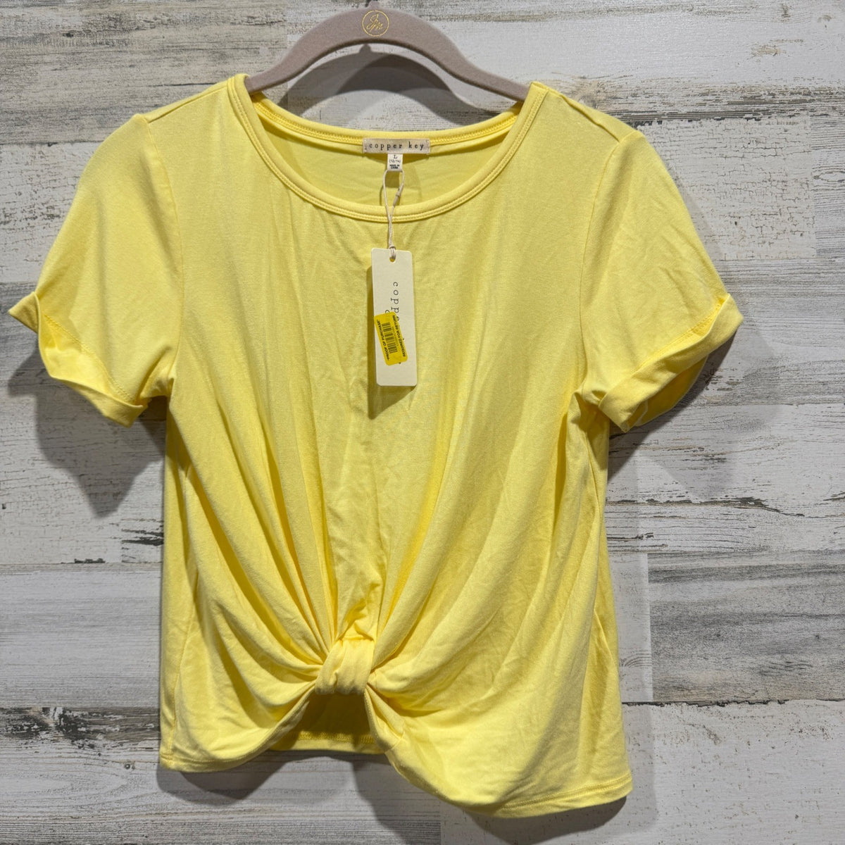 Copper Key Front Knot Tee Girls L 12/14 Yellow Short Sleeve Summer Basic NWT0